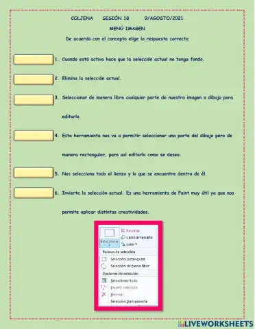 Menu imagen de paint