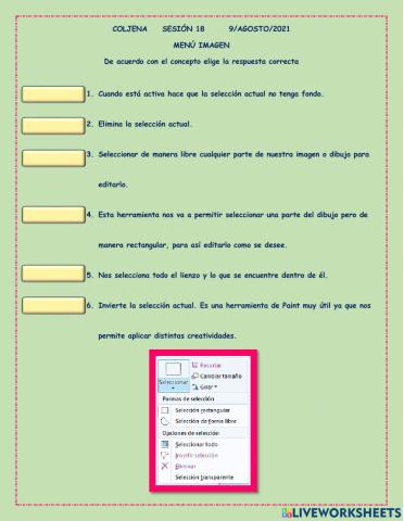 Menu imagen de paint