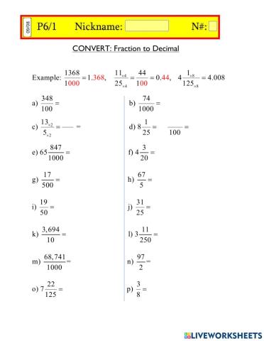 Convert Fraction to decimal