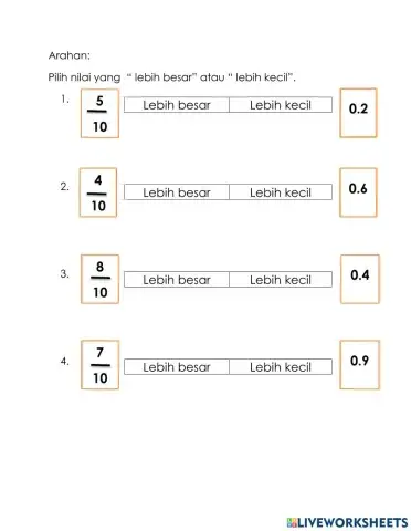 Banding Pecahan dan Perpuluhan