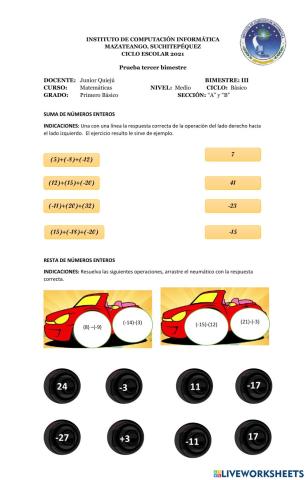 Suma y resta de números enteros