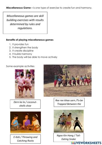 Fun games and Miscellaneous activity