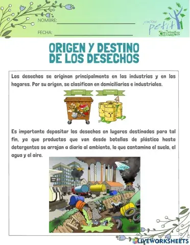 Origen y destino de los desechos