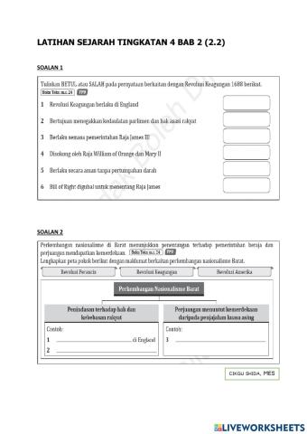 Sejarah Tingkatan 4 (Bab 2 : 2.2)