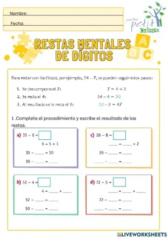 Restas Mentales de DIgitos