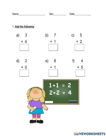 Single digit addition