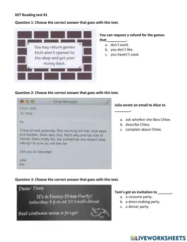 KET 2020-Reading test1.9