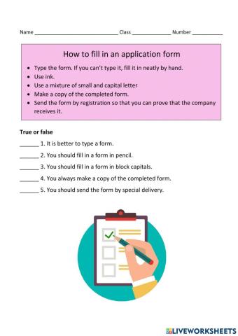 How to fill in application form