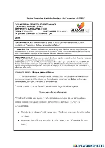 Roteiro de inglês -7 ano -10° quinzena