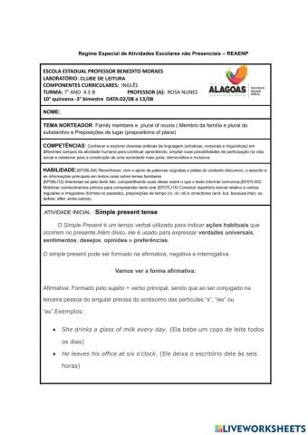 Roteiro de inglês -7 ano -10° quinzena