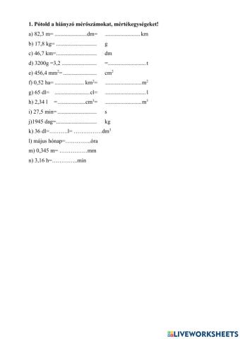 Mértékátváltások