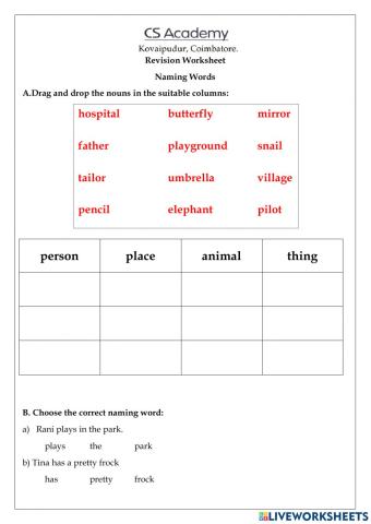 Revision Worksheet