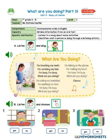 1st grade - Busy at home