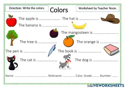 Colors worksheet
