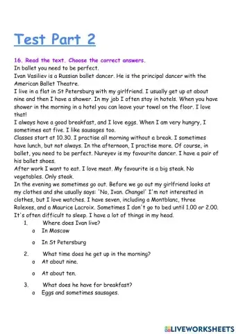 Test English File Beginner Part 2