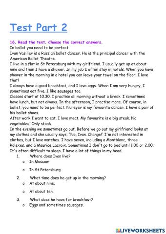 Test English File Beginner Part 2