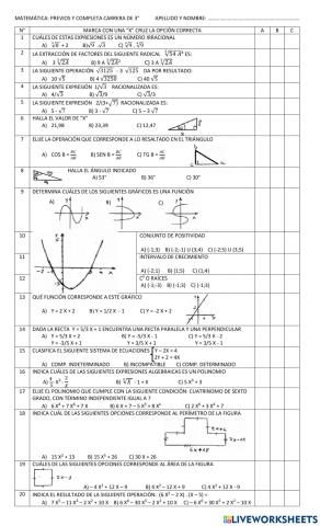 Examen matematica 3° 2021