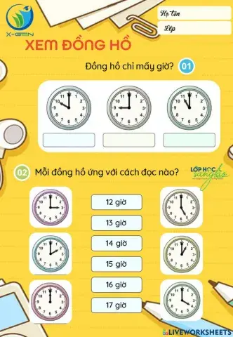 Bài tập xem giờ