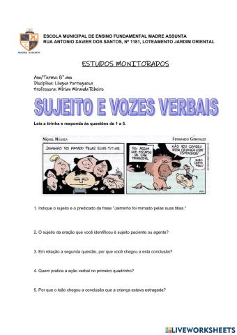 Sujeito e vozes verbais