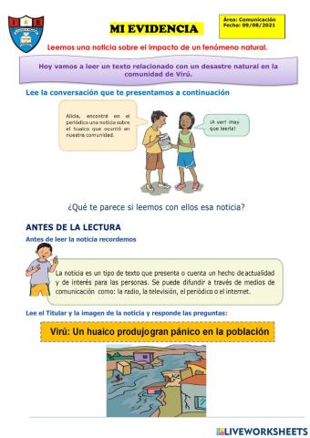 Leemos una noticia sobre el impacto de un fenómeno natural