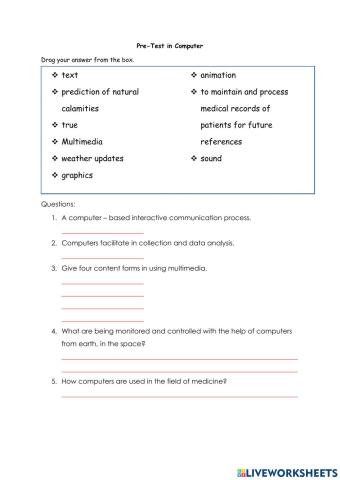 Pre Test no.1.1 in Computer