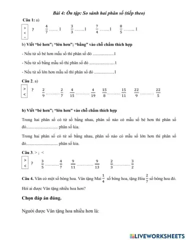 Vở bài tập toán 5- tiết 4