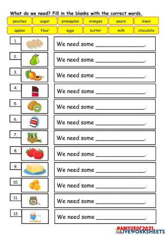 Food- countable and uncountable nouns