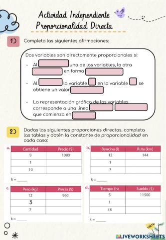 Actividad Independiente - Proporcionalidad Directa