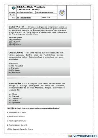 A população indígina do rio madeira e guaporé.