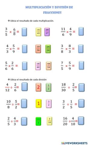 División y multiplicación de fracciones