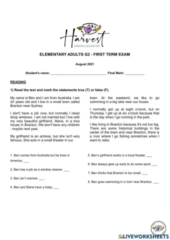 Elementary - Mid-Term Test (Mica)