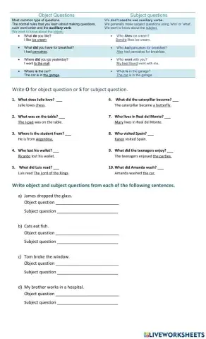 Object and Subject questions