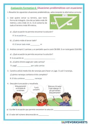 Resolución de problemas con ecuaciones