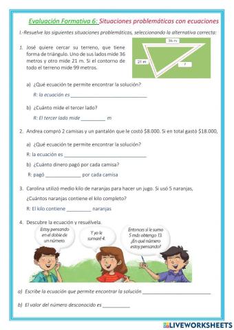 Resolución de problemas con ecuaciones