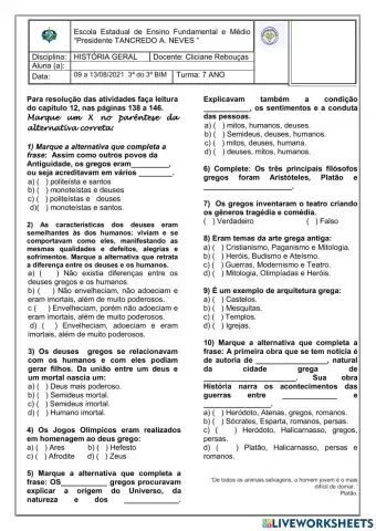 Religião e Arte na Grécia Antiga.