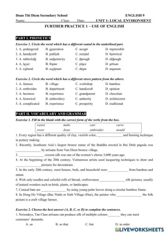 G9-U1-Further practice 1- Use of English