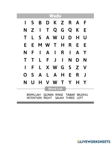 Wudu Wordsearch
