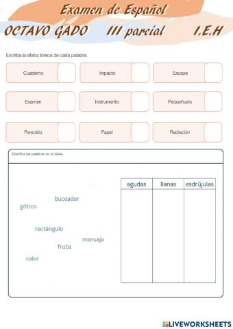Palabras Según su acento y Diptongos