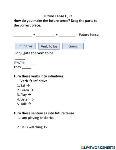 Future Tense (To be going to) Quiz