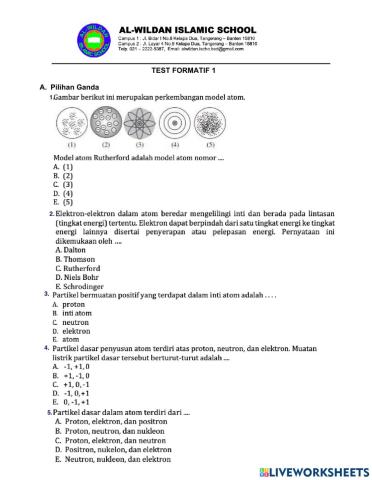Test formatif struktur atom kelas 11