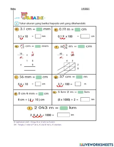 Penukaran Unit Panjang
