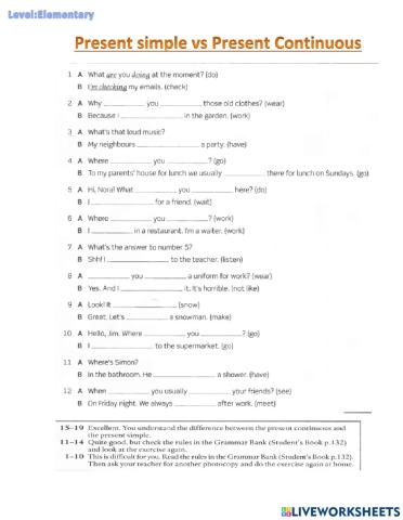 Present simple vs Present Continuous