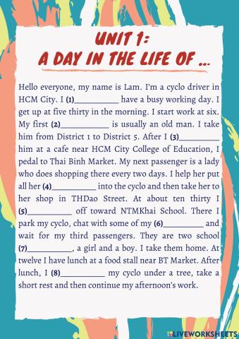 Grade10 - UNIT 1 - LISTENING GAP-FILLING