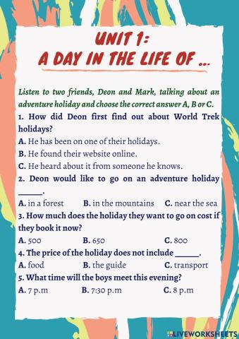 Grade10 - UNIT 1 - LISTENING IETLS