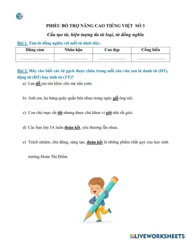 Phiếu TV nâng cao số 3- tuần 2