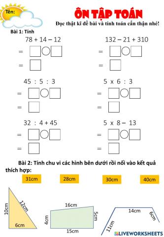 Toán Chu vi và biểu thức