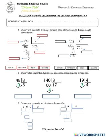 Divisiones de una y dos cifras