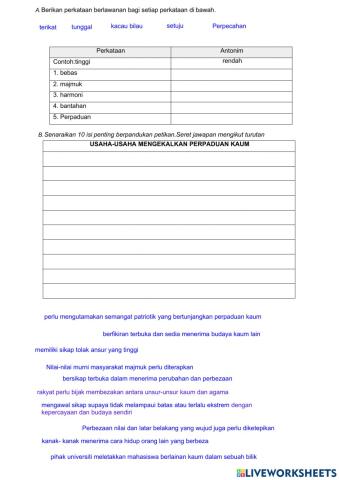 Ringkasan:usaha kekalkan perpaduan kaum