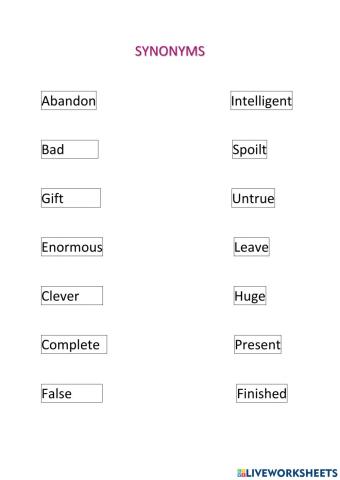 Match correct synonyms with arrow