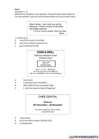 PPT Form 3 English Paper 1